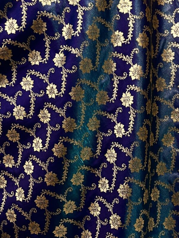 Banarasi Pure Jaal Katan Silk Saree (Teal Blue) - Image 5