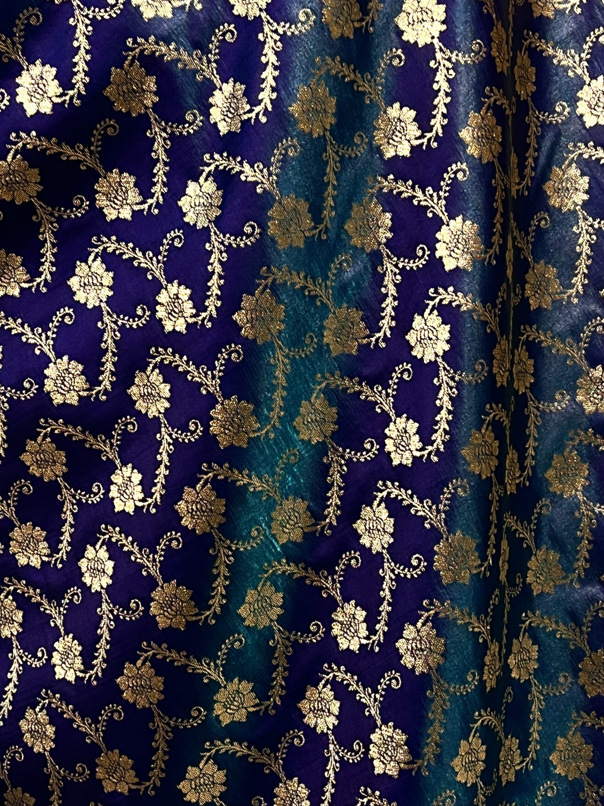 Banarasi Pure Jaal Katan Silk Saree (Teal Blue) - Image 5