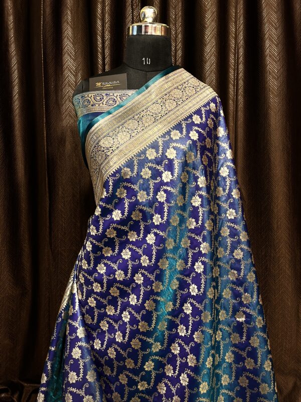 Banarasi Pure Jaal Katan Silk Saree (Teal Blue)