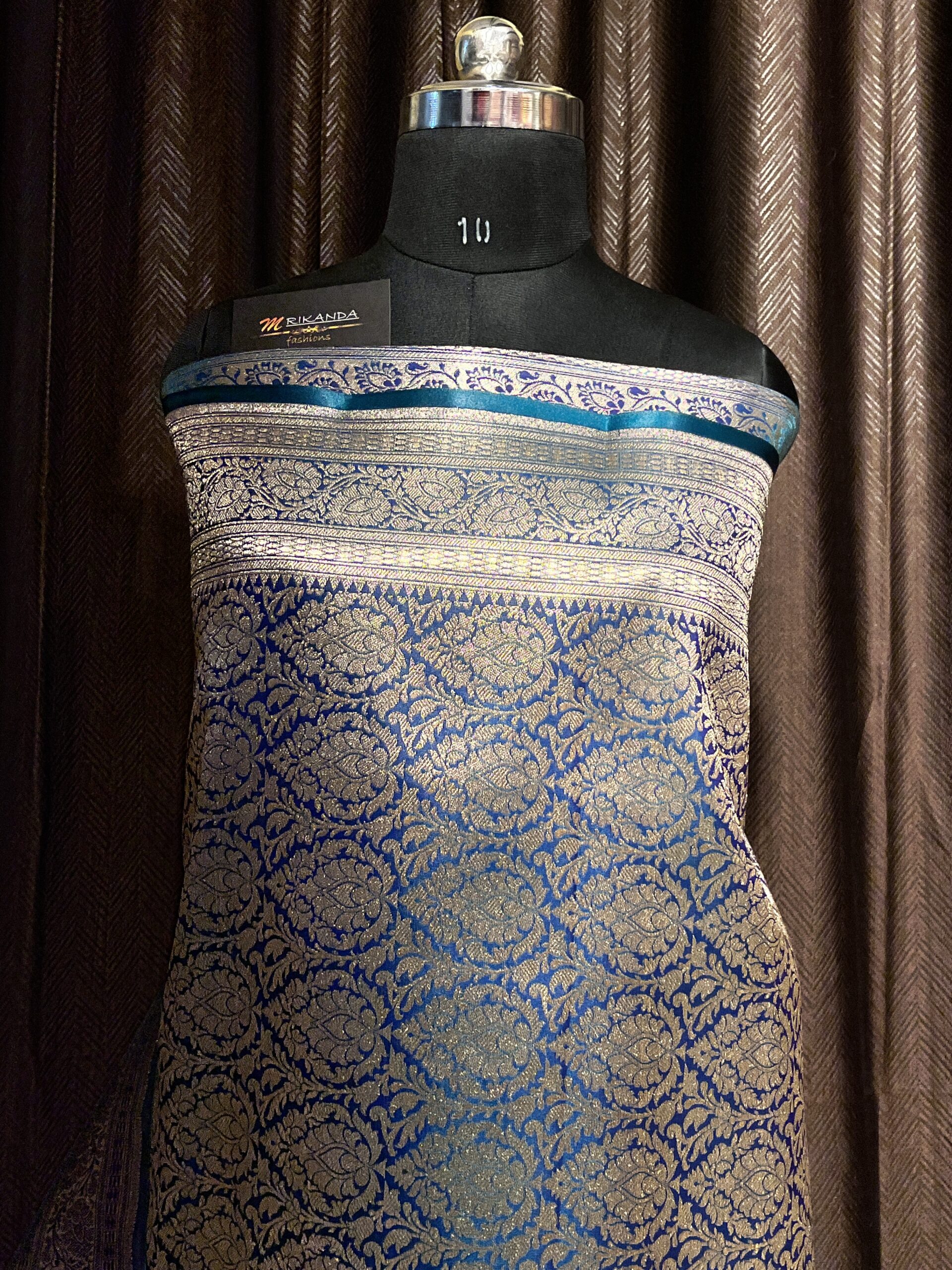 Banarasi Pure Jaal Katan Silk Saree (Teal Blue) - Image 4